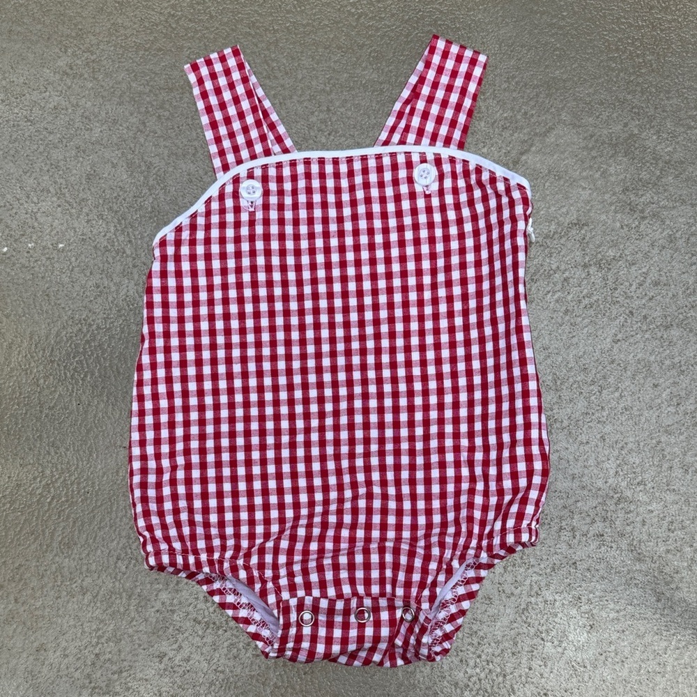 LTC Love That Cotton red gingham romper size 6M